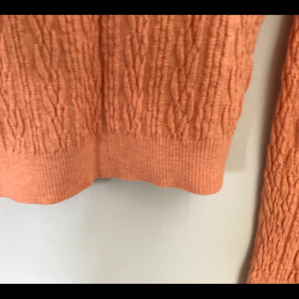 Free People Small Orange Cropped Cable Knit Sweater Sz: L - Picture 6 of 9